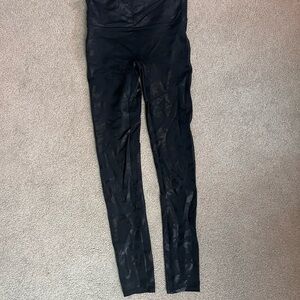 Faux Leather Spanx Black Camouflage Leggings